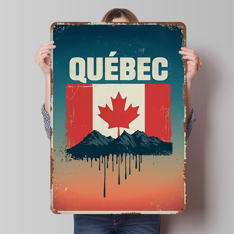 Retro Gaming Quebec - Quebec Reise-Poster, bedruckt, individuelle Wandkunst, Retro-Vintage-Metallblechschilder