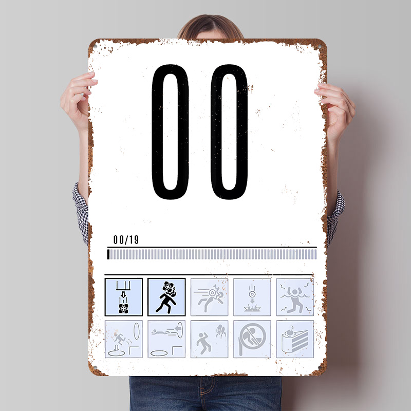 Retro Gaming Icons - Portal 2 Challenge Mode Icons Blechposter,
