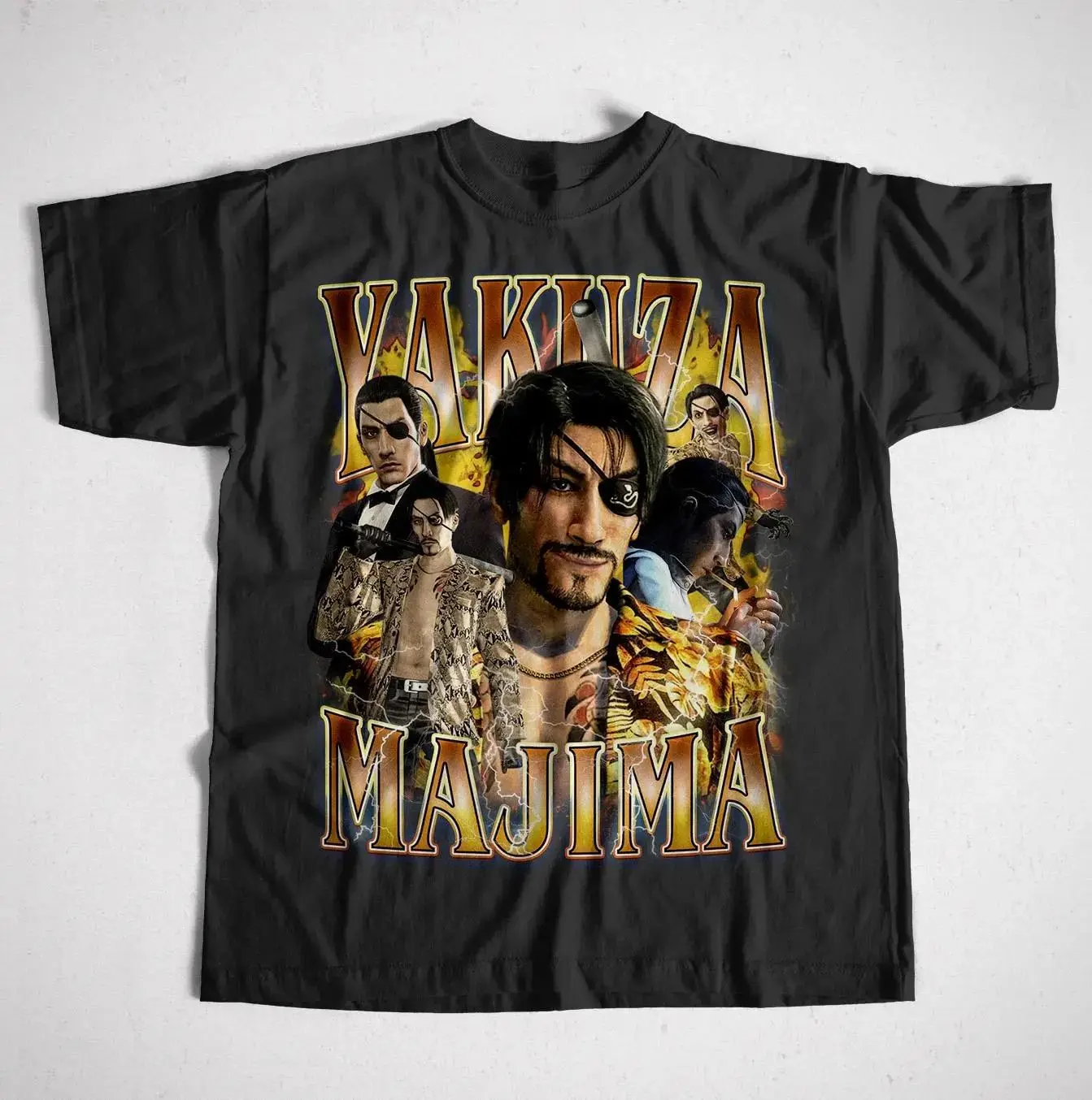 Retro Gaming Shirt - Japanisches Gaming-Grafikshirt, Vintage-Oberteile, KYakuza Majima Mad