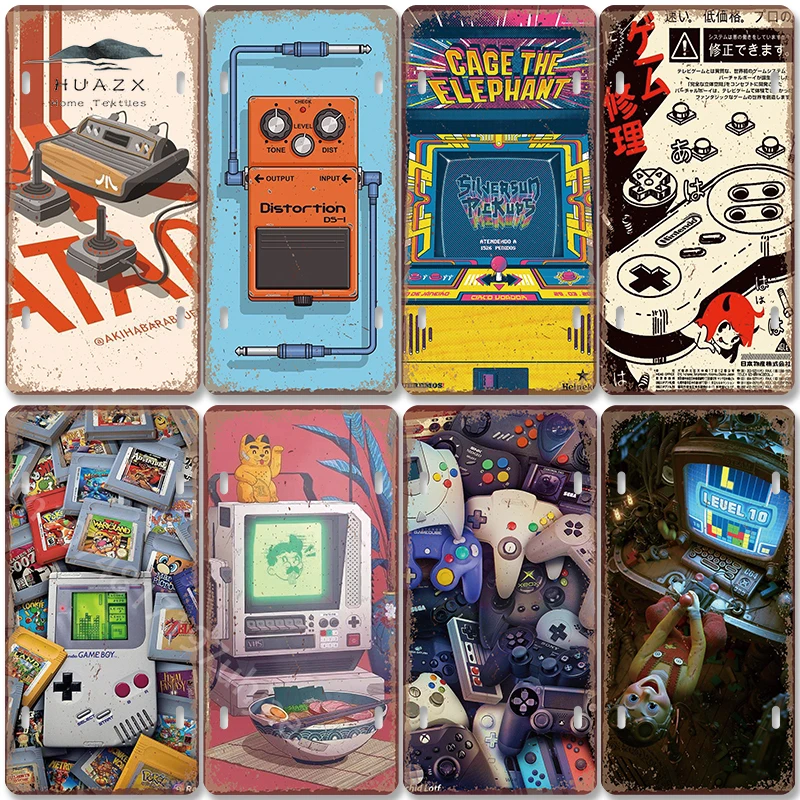 Retro Gaming Arcade Console - Vintage Gaming Metallschild Retro Game Boy