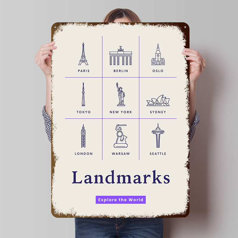 Retro Gaming Icons - Weltliche Sehenswürdigkeiten, Symbole, Weißblech-Poster, anpassbare Wandkunst,