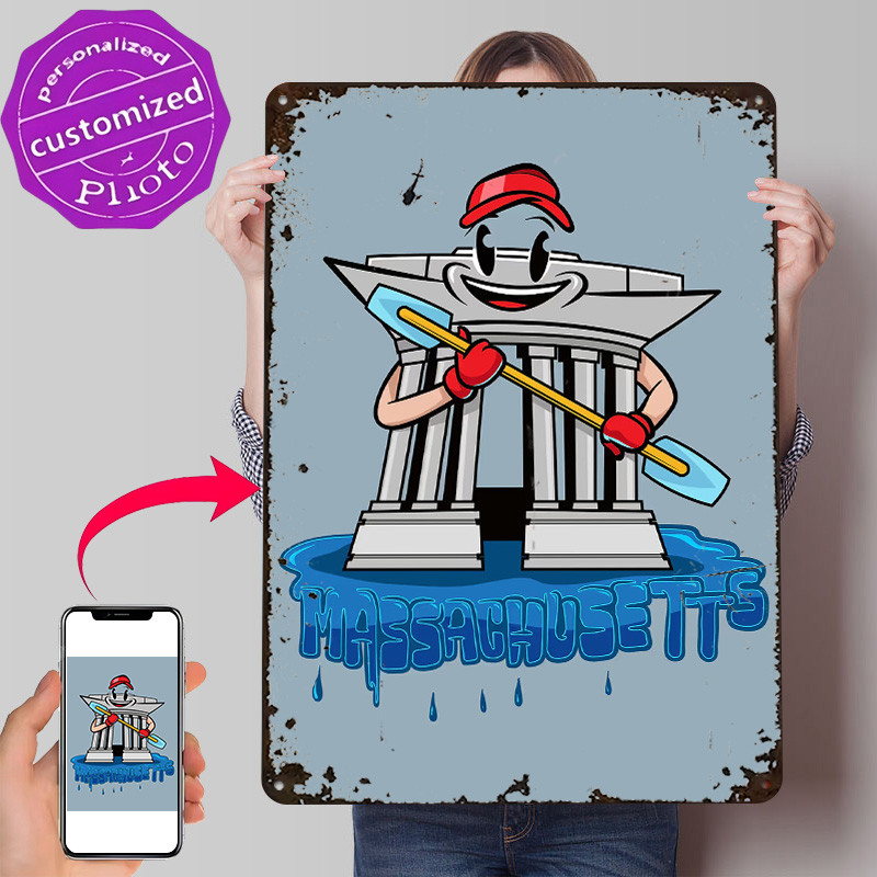 Retro Gaming Icons - Massachusetts Stadt-Icon 3D-Gedrucktes Textur-Poster Personalisierte Wandkunst