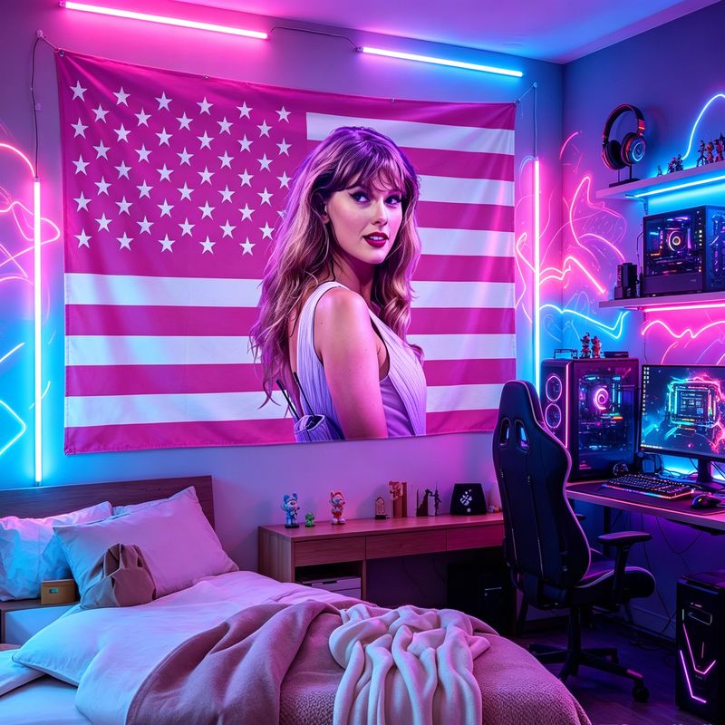 Retro Gaming Aesthetic - VIKAMA Wandteppich mit amerikanischer Flagge und