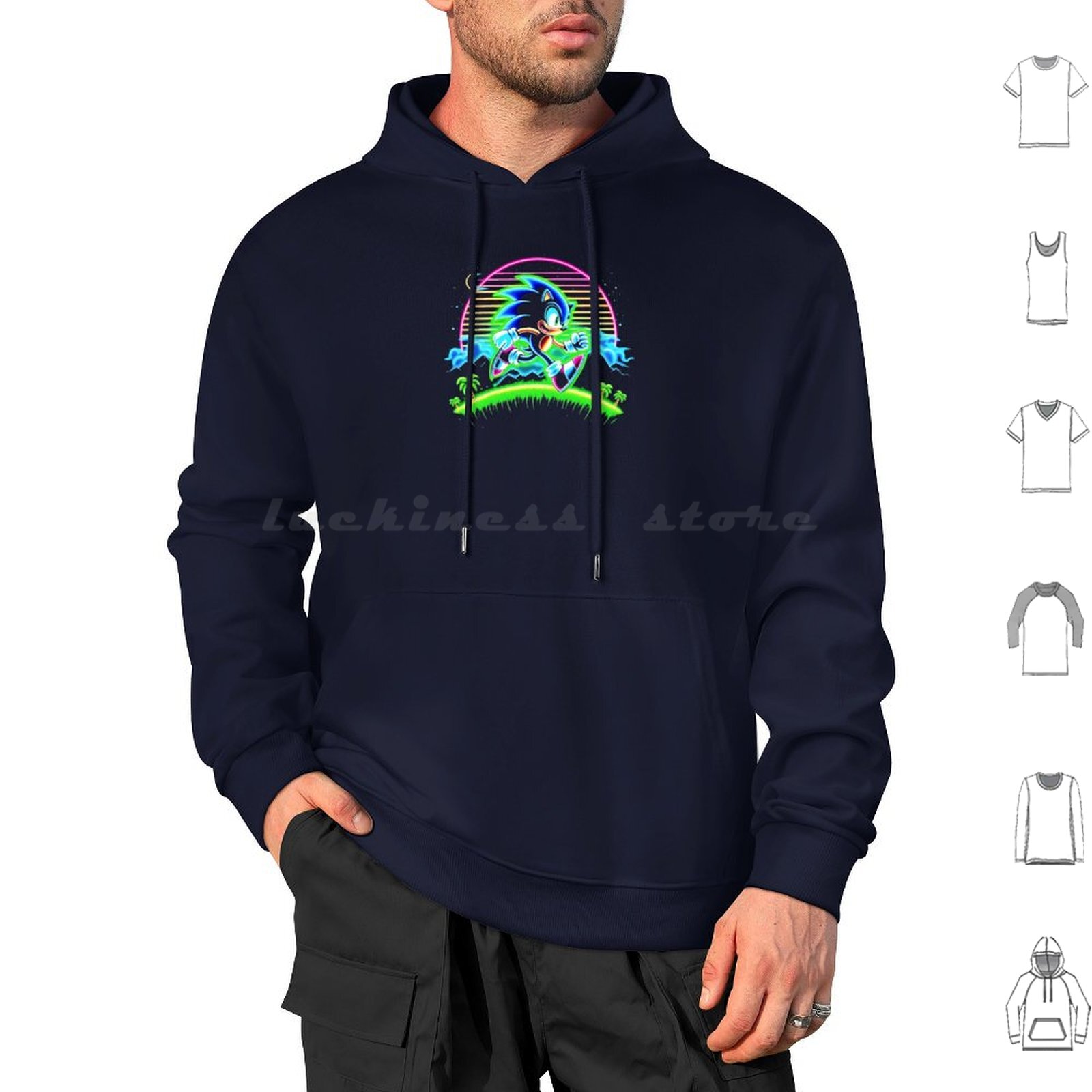 Retro Gaming Icons - Neon Hoodies Langarm The Hedgehog 1990er