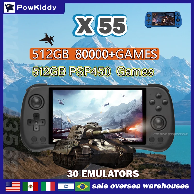 80000 Spiele 512G POWKIDDY X55 – Retro Gaming Arcade Console Bewertung und Preis