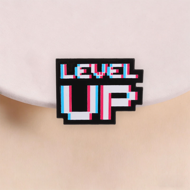 Level Up Glitch Pixel-Abzeiche – Retro Gaming Video Bewertung und Preis