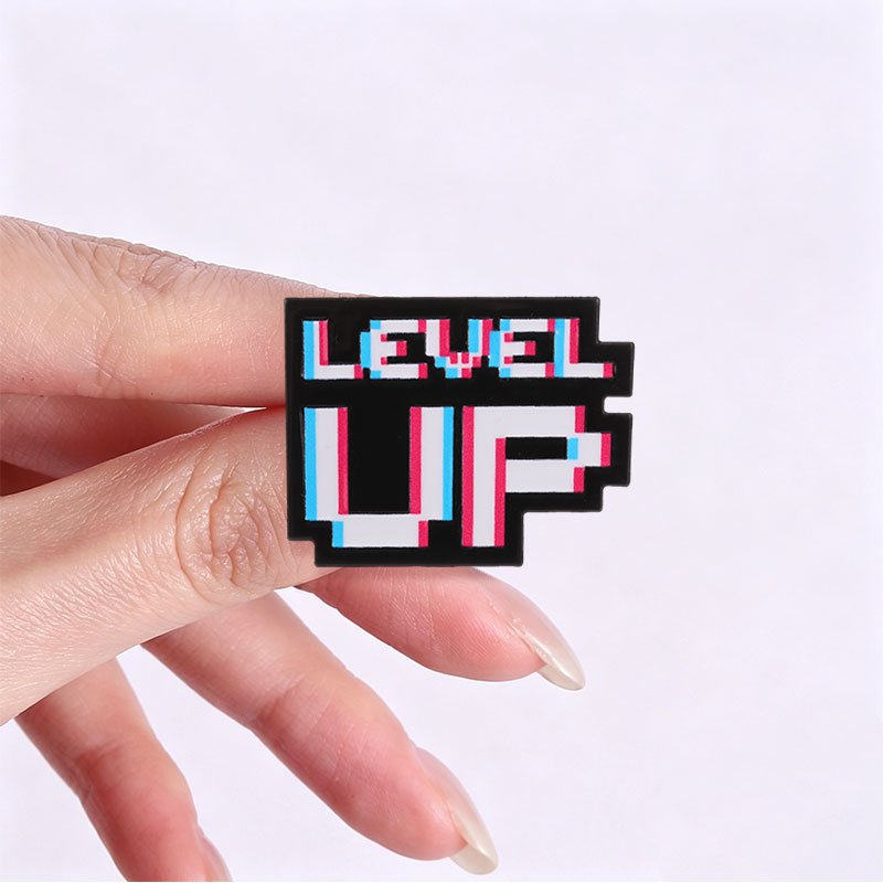 Level Up Glitch Pixel-Abzeiche – Retro Gaming Video Bewertung und Preis